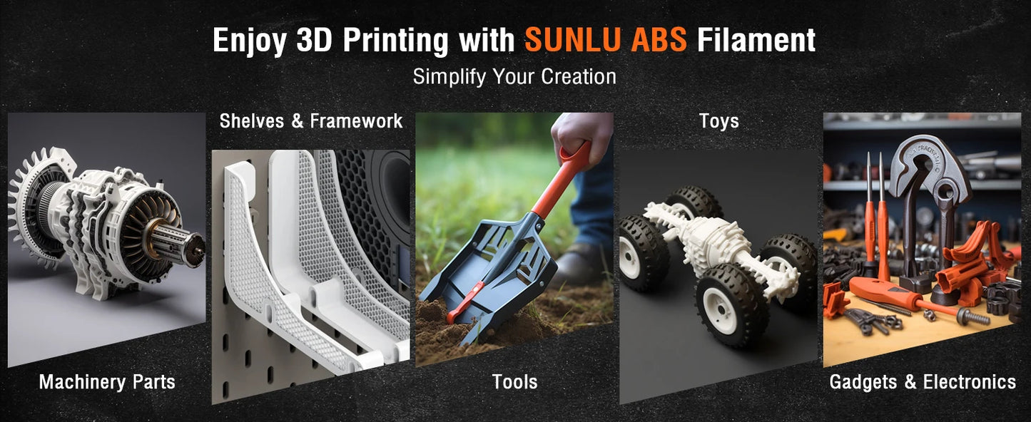 SUNLU 10KG PETG/ABS Filaments 10Rolls 3D Filament 1KG/roll 1.75mm 100% Filament Lines Up Neatly For 3D Printing From EU US