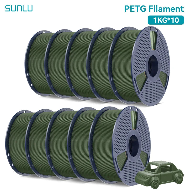 SUNLU 10KG PETG/ABS Filaments 10Rolls 3D Filament 1KG/roll 1.75mm 100% Filament Lines Up Neatly For 3D Printing From EU US