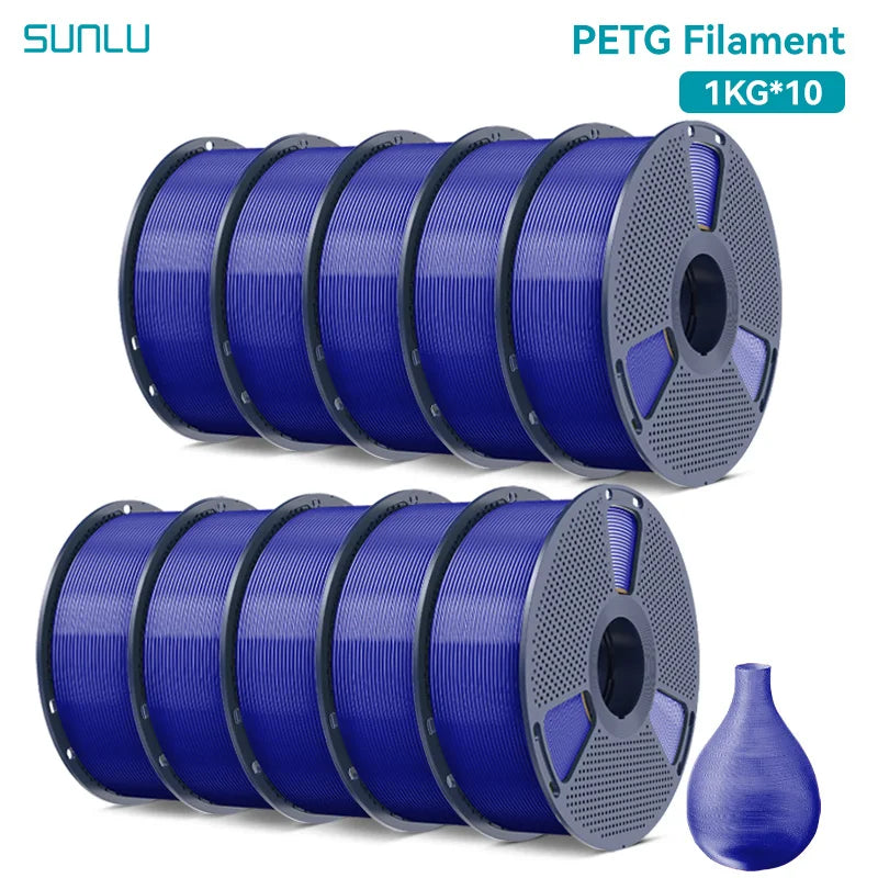 SUNLU 10KG PETG/ABS Filaments 10Rolls 3D Filament 1KG/roll 1.75mm 100% Filament Lines Up Neatly For 3D Printing From EU US