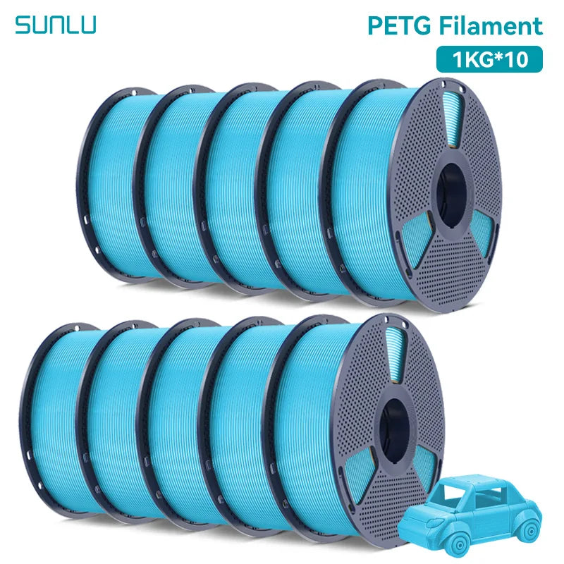 SUNLU 10KG PETG/ABS Filaments 10Rolls 3D Filament 1KG/roll 1.75mm 100% Filament Lines Up Neatly For 3D Printing From EU US