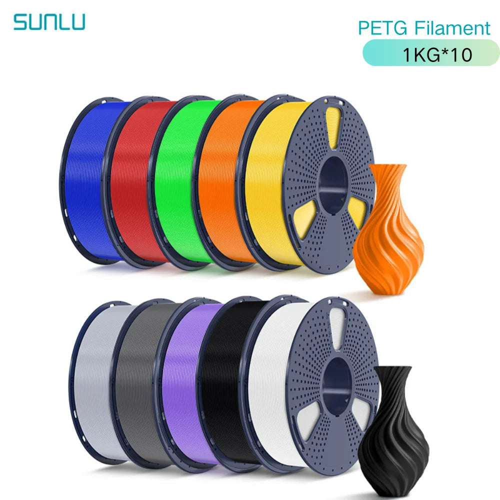 SUNLU 10KG PETG/ABS Filaments 10Rolls 3D Filament 1KG/roll 1.75mm 100% Filament Lines Up Neatly For 3D Printing From EU US