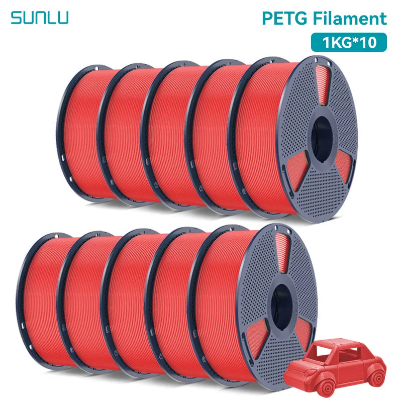 SUNLU 10KG PETG/ABS Filaments 10Rolls 3D Filament 1KG/roll 1.75mm 100% Filament Lines Up Neatly For 3D Printing From EU US