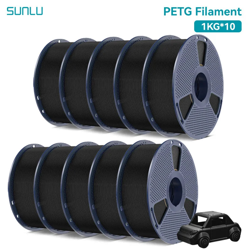 SUNLU 10KG PETG/ABS Filaments 10Rolls 3D Filament 1KG/roll 1.75mm 100% Filament Lines Up Neatly For 3D Printing From EU US