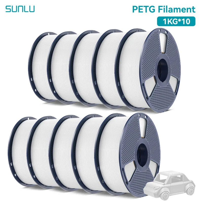 SUNLU 10KG PETG/ABS Filaments 10Rolls 3D Filament 1KG/roll 1.75mm 100% Filament Lines Up Neatly For 3D Printing From EU US