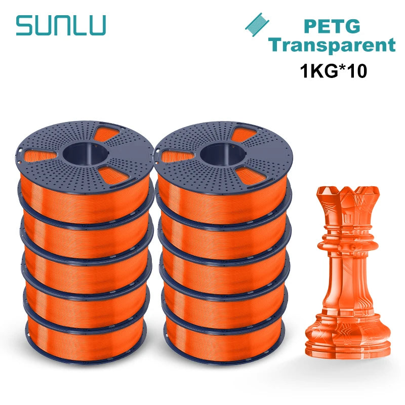 SUNLU 10KG PETG/ABS Filaments 10Rolls 3D Filament 1KG/roll 1.75mm 100% Filament Lines Up Neatly For 3D Printing From EU US