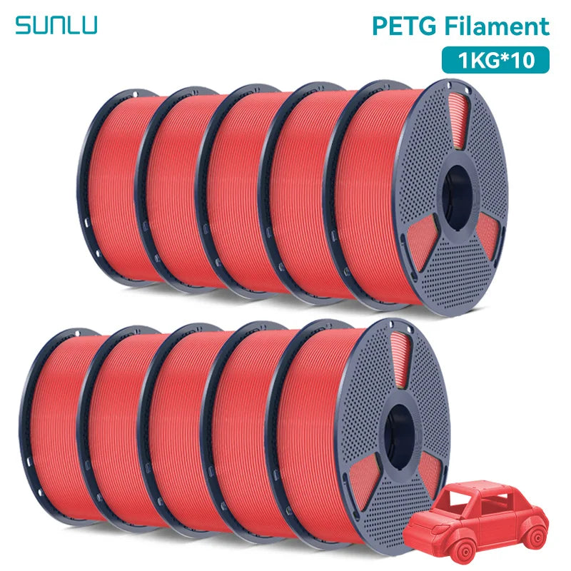 SUNLU 10KG PETG/ABS Filaments 10Rolls 3D Filament 1KG/roll 1.75mm 100% Filament Lines Up Neatly For 3D Printing From EU US