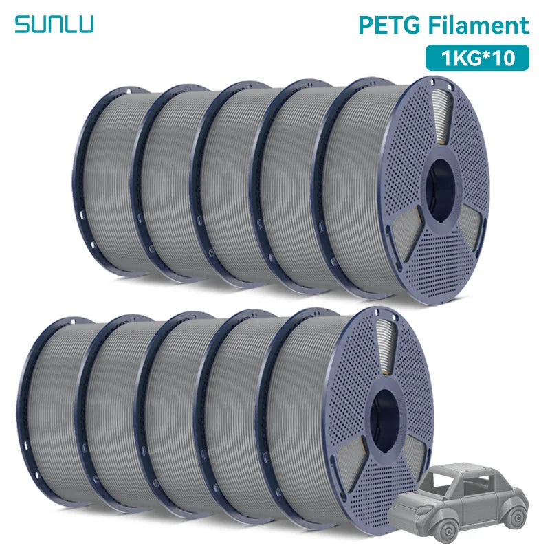 SUNLU 10KG PETG/ABS Filaments 10Rolls 3D Filament 1KG/roll 1.75mm 100% Filament Lines Up Neatly For 3D Printing From EU US