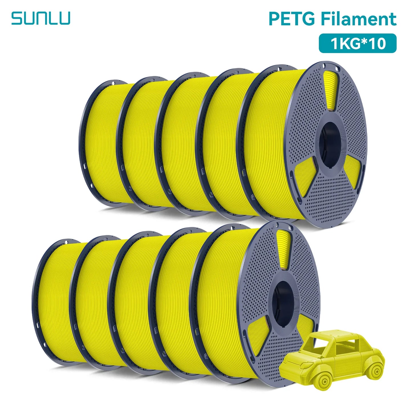 SUNLU 10KG PETG/ABS Filaments 10Rolls 3D Filament 1KG/roll 1.75mm 100% Filament Lines Up Neatly For 3D Printing From EU US