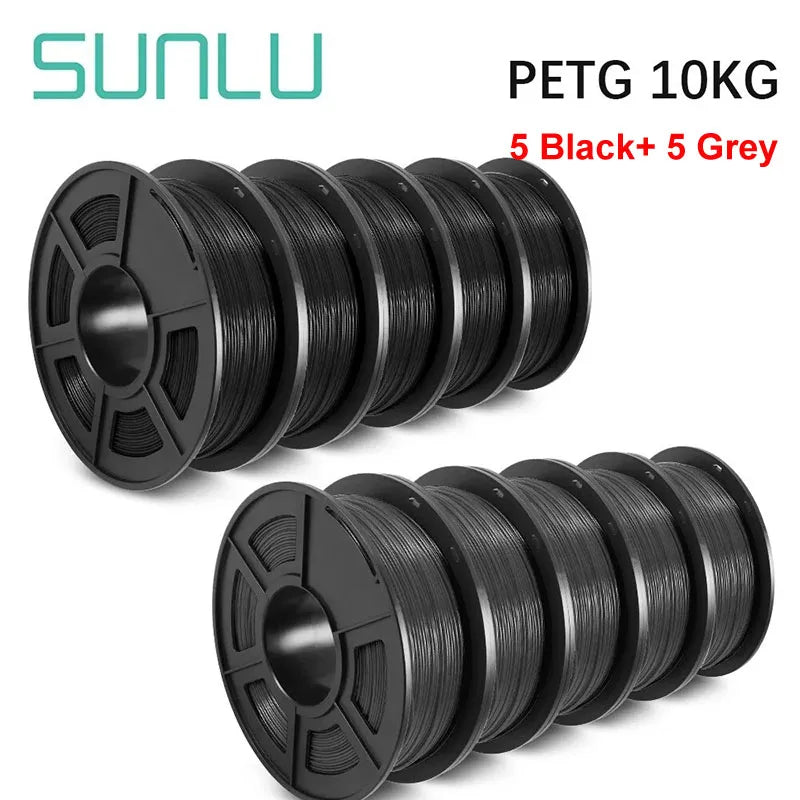 SUNLU 10KG PETG/ABS Filaments 10Rolls 3D Filament 1KG/roll 1.75mm 100% Filament Lines Up Neatly For 3D Printing From EU US