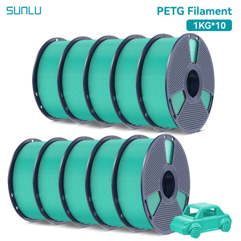 SUNLU 10KG PETG/ABS Filaments 10Rolls 3D Filament 1KG/roll 1.75mm 100% Filament Lines Up Neatly For 3D Printing From EU US