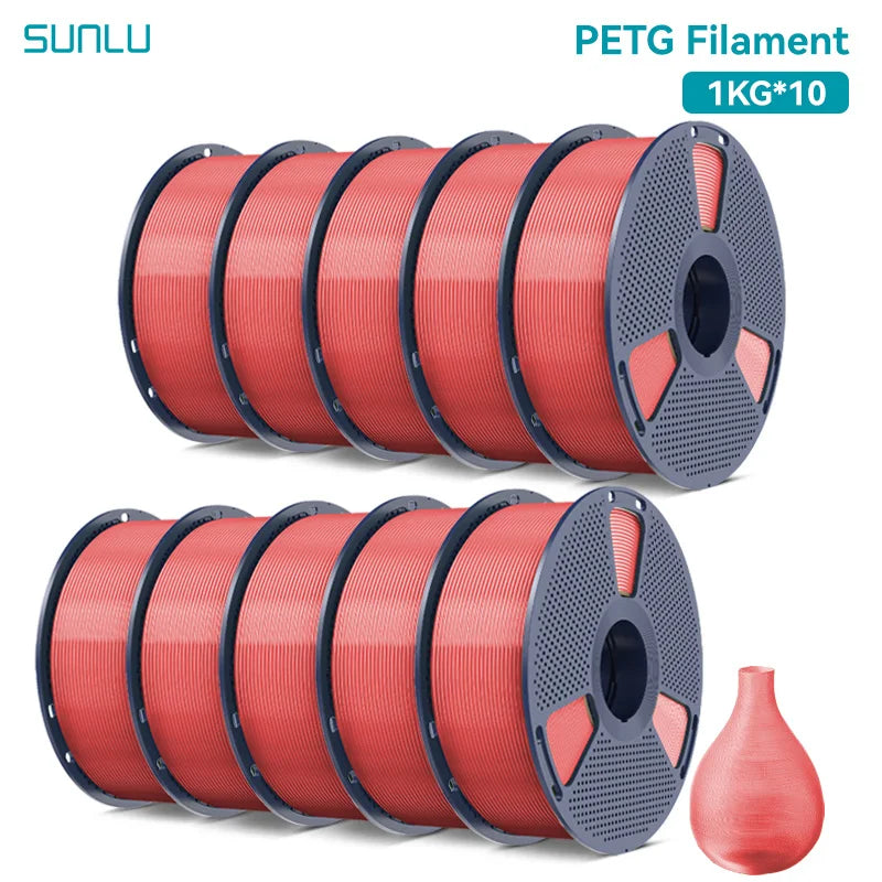 SUNLU 10KG PETG/ABS Filaments 10Rolls 3D Filament 1KG/roll 1.75mm 100% Filament Lines Up Neatly For 3D Printing From EU US