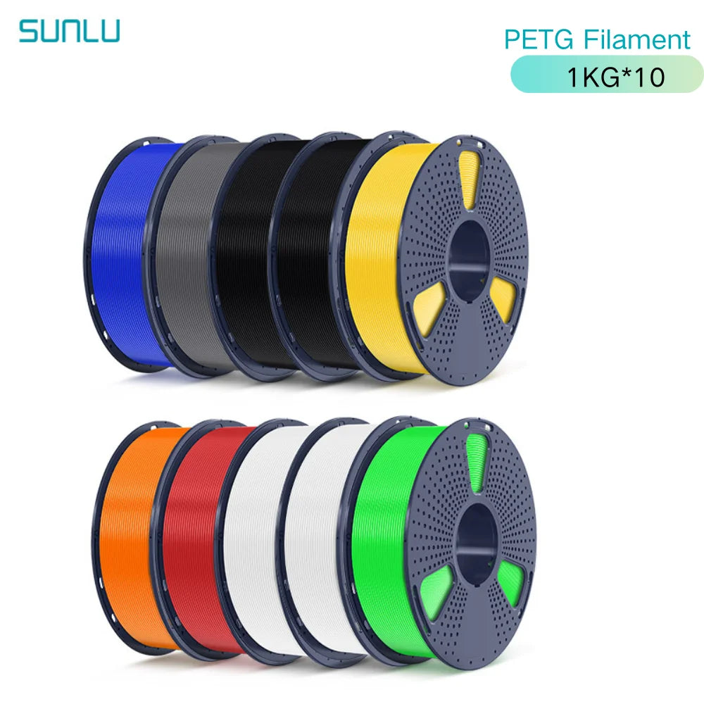 SUNLU 10KG PETG/ABS Filaments 10Rolls 3D Filament 1KG/roll 1.75mm 100% Filament Lines Up Neatly For 3D Printing From EU US