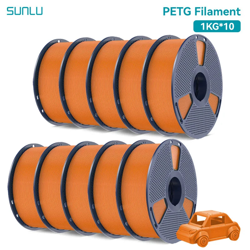 SUNLU 10KG PETG/ABS Filaments 10Rolls 3D Filament 1KG/roll 1.75mm 100% Filament Lines Up Neatly For 3D Printing From EU US