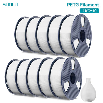 SUNLU 10KG PETG/ABS Filaments 10Rolls 3D Filament 1KG/roll 1.75mm 100% Filament Lines Up Neatly For 3D Printing From EU US