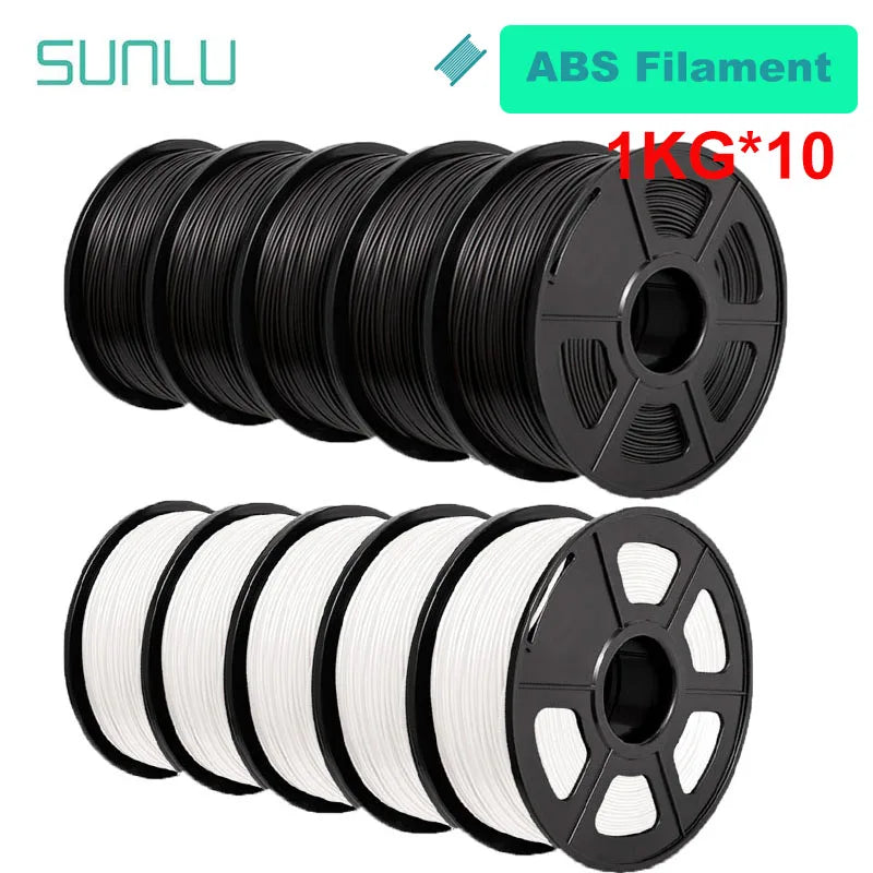 SUNLU 10KG PETG/ABS Filaments 10Rolls 3D Filament 1KG/roll 1.75mm 100% Filament Lines Up Neatly For 3D Printing From EU US