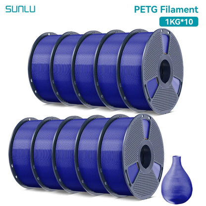 SUNLU 10KG PETG/ABS Filaments 10Rolls 3D Filament 1KG/roll 1.75mm 100% Filament Lines Up Neatly For 3D Printing From EU US