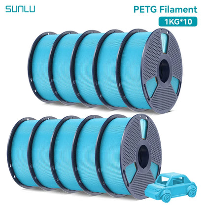 SUNLU 10KG PETG/ABS Filaments 10Rolls 3D Filament 1KG/roll 1.75mm 100% Filament Lines Up Neatly For 3D Printing From EU US