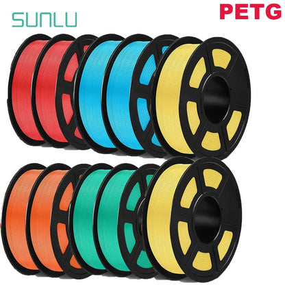 SUNLU 10KG PETG/ABS Filaments 10Rolls 3D Filament 1KG/roll 1.75mm 100% Filament Lines Up Neatly For 3D Printing From EU US