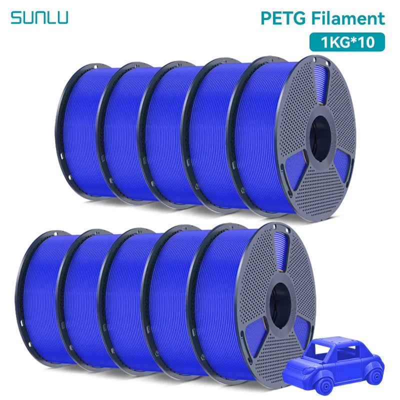 SUNLU 10KG PETG/ABS Filaments 10Rolls 3D Filament 1KG/roll 1.75mm 100% Filament Lines Up Neatly For 3D Printing From EU US