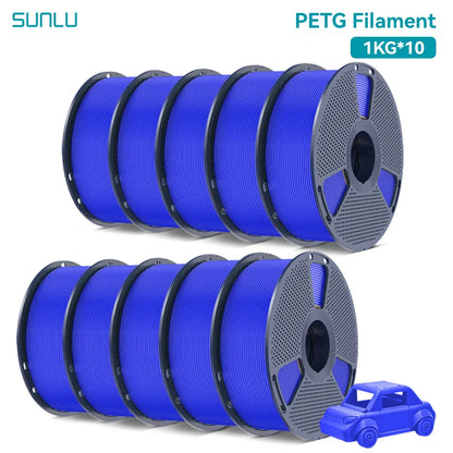 SUNLU 10KG PETG/ABS Filaments 10Rolls 3D Filament 1KG/roll 1.75mm 100% Filament Lines Up Neatly For 3D Printing From EU US