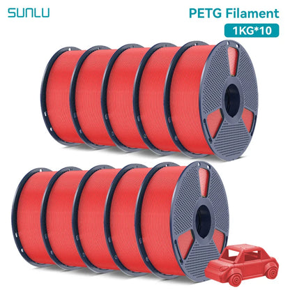 SUNLU 10KG PETG/ABS Filaments 10Rolls 3D Filament 1KG/roll 1.75mm 100% Filament Lines Up Neatly For 3D Printing From EU US