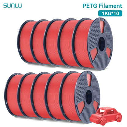 SUNLU 10KG PETG/ABS Filaments 10Rolls 3D Filament 1KG/roll 1.75mm 100% Filament Lines Up Neatly For 3D Printing From EU US