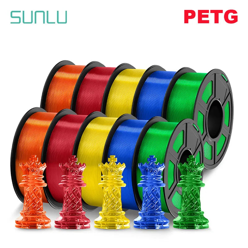 SUNLU 10KG PETG/ABS Filaments 10Rolls 3D Filament 1KG/roll 1.75mm 100% Filament Lines Up Neatly For 3D Printing From EU US