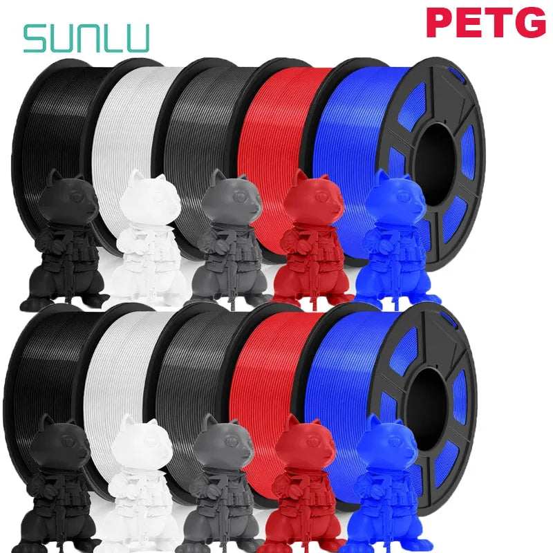 SUNLU 10KG PETG/ABS Filaments 10Rolls 3D Filament 1KG/roll 1.75mm 100% Filament Lines Up Neatly For 3D Printing From EU US