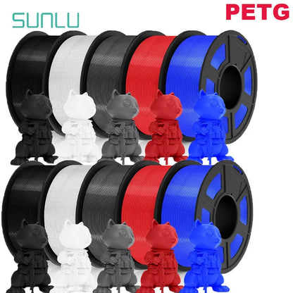 SUNLU 10KG PETG/ABS Filaments 10Rolls 3D Filament 1KG/roll 1.75mm 100% Filament Lines Up Neatly For 3D Printing From EU US