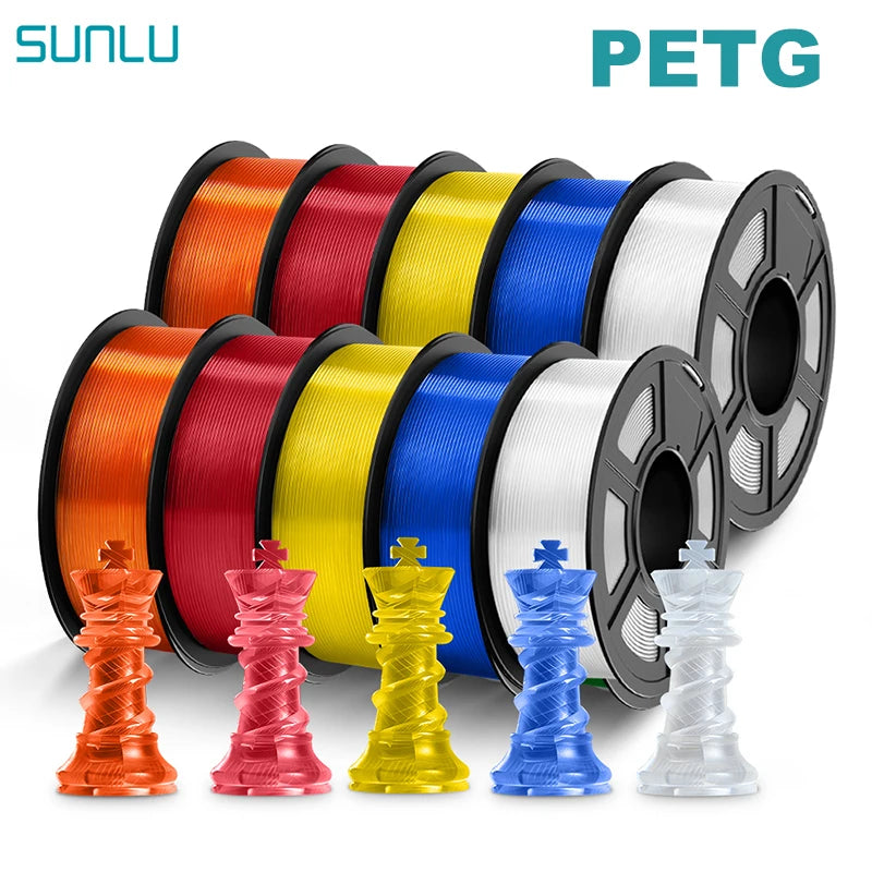 SUNLU 10KG PETG/ABS Filaments 10Rolls 3D Filament 1KG/roll 1.75mm 100% Filament Lines Up Neatly For 3D Printing From EU US