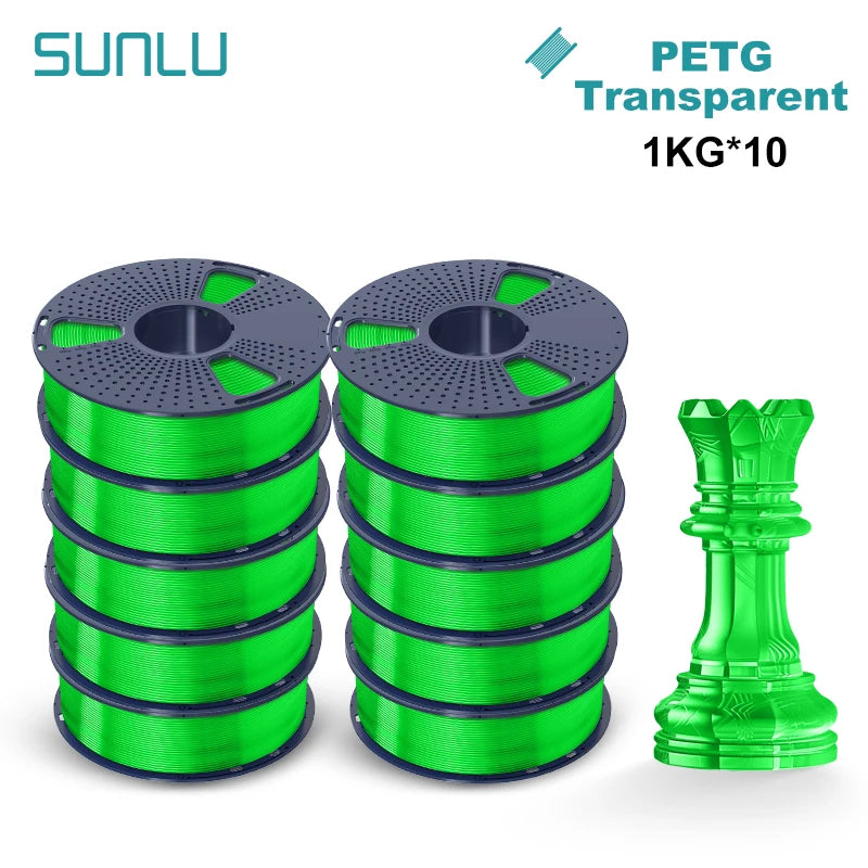 SUNLU 10KG PETG/ABS Filaments 10Rolls 3D Filament 1KG/roll 1.75mm 100% Filament Lines Up Neatly For 3D Printing From EU US
