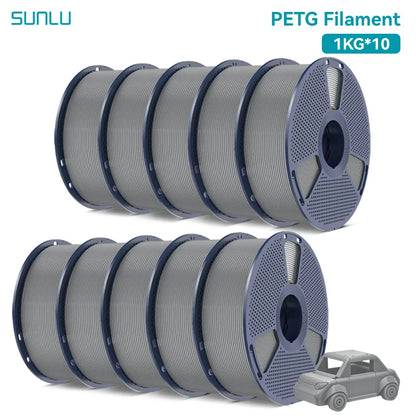 SUNLU 10KG PETG/ABS Filaments 10Rolls 3D Filament 1KG/roll 1.75mm 100% Filament Lines Up Neatly For 3D Printing From EU US