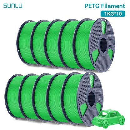 SUNLU 10KG PETG/ABS Filaments 10Rolls 3D Filament 1KG/roll 1.75mm 100% Filament Lines Up Neatly For 3D Printing From EU US