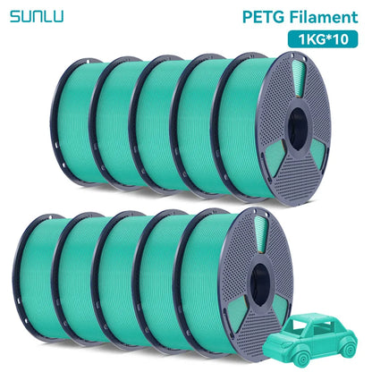 SUNLU 10KG PETG/ABS Filaments 10Rolls 3D Filament 1KG/roll 1.75mm 100% Filament Lines Up Neatly For 3D Printing From EU US