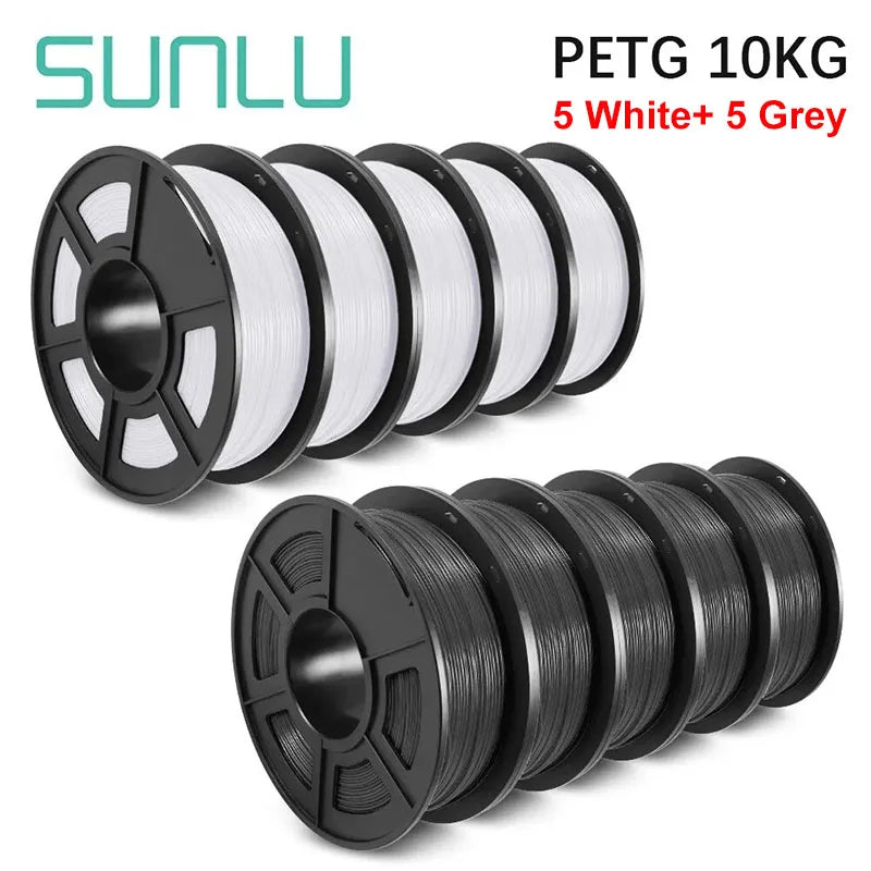 SUNLU 10KG PETG/ABS Filaments 10Rolls 3D Filament 1KG/roll 1.75mm 100% Filament Lines Up Neatly For 3D Printing From EU US